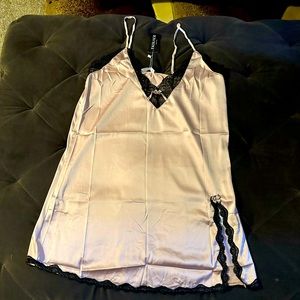 SATIN LACE TRIM SLIP NIGHTGOWN